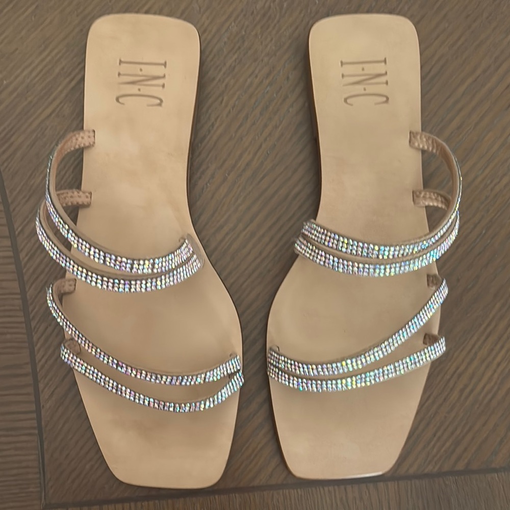 INC International Concepts Women's Tan Sandals with Sparkling Straps